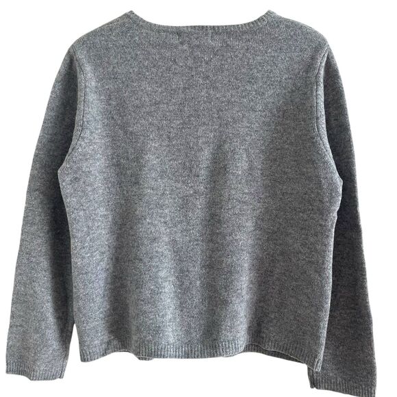 Old Navy Y2K Wool Floral Embroidered Cardigan XL Gray Boxy Cottagecore Cozy Knit - Picture 2 of 8